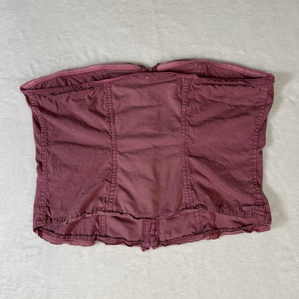 Free People Women’s Strapless Mauve Corset Bandeau Tube Top Size L Fairy Grunge - Picture 2 of 7